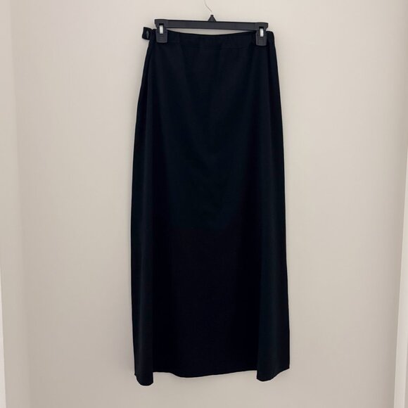 Black A-Line High Waisted Classic Elegant Midi Skirt - Picture 3 of 3